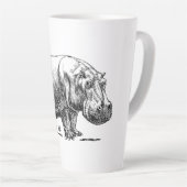 Lijntekening Hippopotamus Black en White Latte Mok (Rechterhoek)