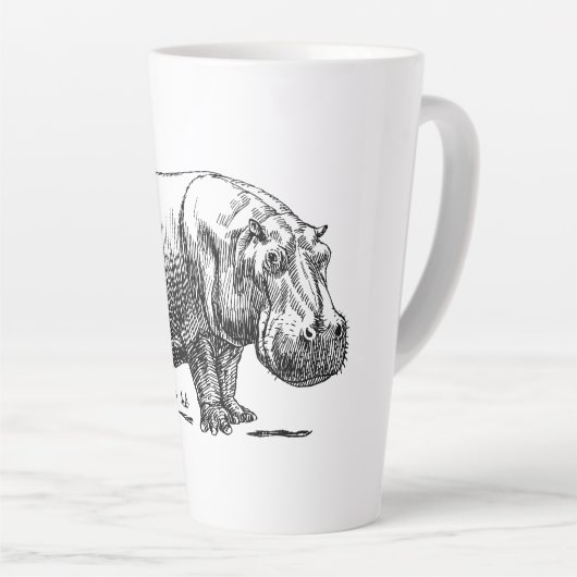 Lijntekening Hippopotamus Black en White Latte Mok (Rechterhoek)