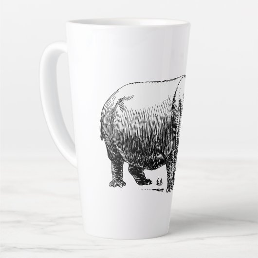 Lijntekening Hippopotamus Black en White Latte Mok (Linkerhoek)
