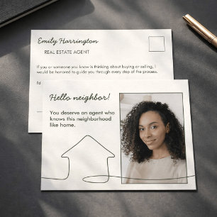 Lijntekening Introductie Groene Vastgoedmakelaar Briefkaart