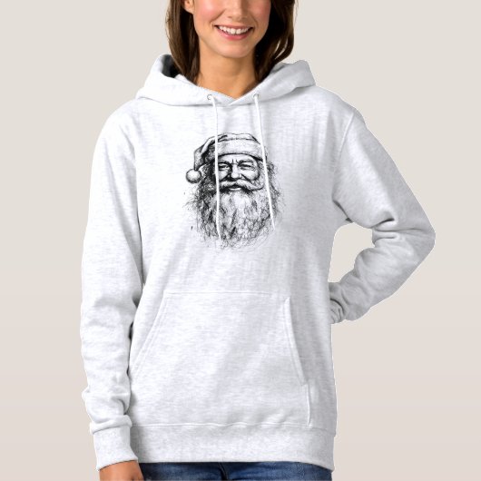 Lijntekening Kerstman Hoodie (Voorkant)