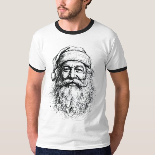 Lijntekening Kerstman T-shirt (Voorkant)