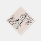 Lijntekening Konijn Lente Feest Servet (Hoek)