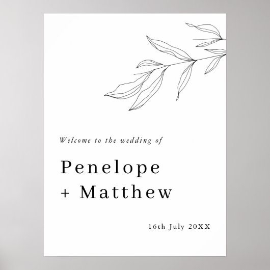 Lijntekening Lofwerk Blad Welkomstbord Poster (Voorkant)