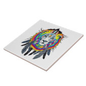 Lijntekening met levendige kleur tegeltje (Zijkant)