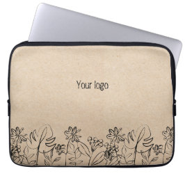 Lijntekening op kraftpapier laptop sleeve