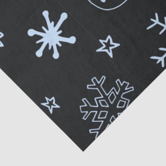 Lijntekening Ornamenten en sneeuwvlokken Kerst Tissuepapier (Detail)