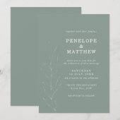 Lijntekening Salieblad Bruiloft Uitnodiging (Voorkant / Achterkant)