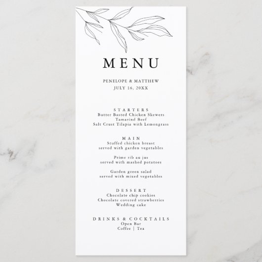 Lijntekening Schetsenvullingsmenu Menu (Voorkant)