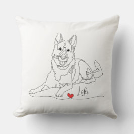 Lijntekening van Duitse Herderslijn met naam Kussen