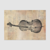  lijntekening van een ello op muziekblad tissuepapier (Voorkant)