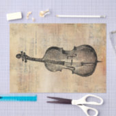  lijntekening van een ello op muziekblad tissuepapier (Craft)