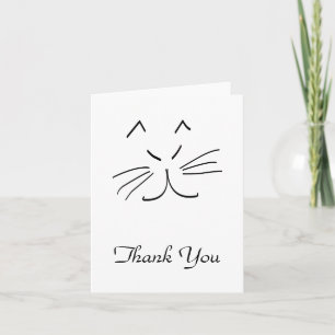 Lijntekening van een Kat Hartelijk dank Bedankkaart