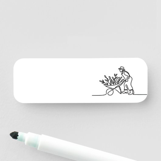 lijntekening van een landbouwer of tuinman naamplaatje (In situ)