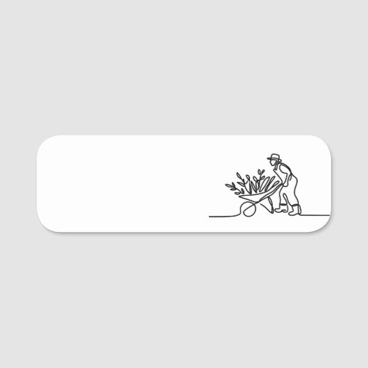 lijntekening van een landbouwer of tuinman naamplaatje (Voorkant)