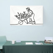 lijntekening van een landbouwer of tuinman spandoek (Beurs)