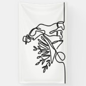 lijntekening van een landbouwer of tuinman spandoek (Verticaal)