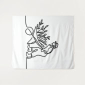 lijntekening van een landbouwer of tuinman wandkleed (Voorkant (horizontaal))