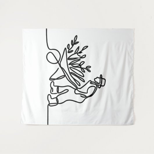 lijntekening van een landbouwer of tuinman wandkleed (Voorkant (horizontaal))