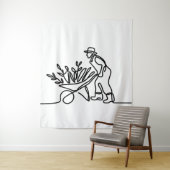 lijntekening van een landbouwer of tuinman wandkleed (In situ)