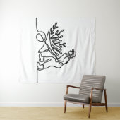 lijntekening van een landbouwer of tuinman wandkleed (In Situ (horizontaal))