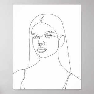 Lijntekening van een  vrouw poster