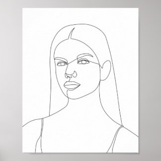Lijntekening van een vrouw poster