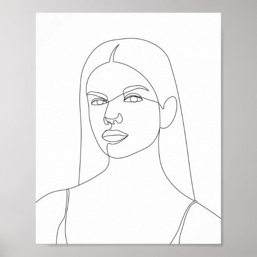 Lijntekening van een  vrouw poster (Voorkant)