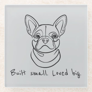 Lijntekening van Franse Bulldog. Klein gebouwd. Gr Glazen Onderzetter