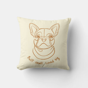 Lijntekening van Franse Bulldog. Klein gebouwd. Gr Kussen
