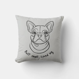 Lijntekening van Franse Bulldog. Klein gebouwd. Gr Kussen
