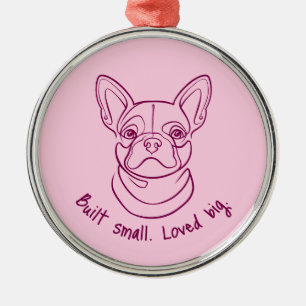 Lijntekening van Franse Bulldog. Klein gebouwd. Gr Metalen Ornament