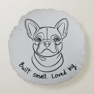Lijntekening van Franse Bulldog. Klein gebouwd. Gr Rond Kussen