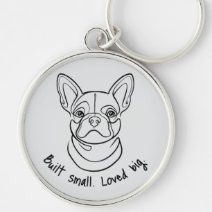 Lijntekening van Franse Bulldog. Klein gebouwd. Gr Sleutelhanger