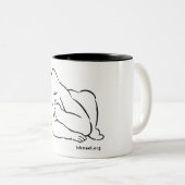 Lijntekening van Ishmael op koffiebeker. Tweekleurige Koffiemok (Voorkant rechts)