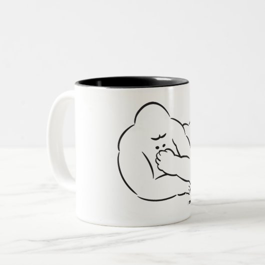 Lijntekening van Ishmael op koffiebeker. Tweekleurige Koffiemok (Voorkant links)