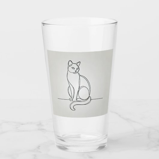 lijntekening van kattenglas glas (Voorkant)