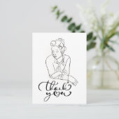 LIJNTEKENING van vrouw Bedankt uit de jaren 40 Briefkaart (Staand voorkant)