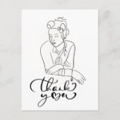 LIJNTEKENING van vrouw Bedankt uit de jaren 40 Briefkaart (Voorkant)