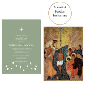 Lijntekening Witte Bloemen Orthodox Doop Kaart