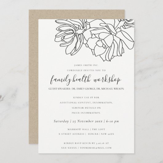 LIJNTEKENING WOESTIJN CACTI SUCCULENT WORKSHOP EVE KAART (Voorkant / Achterkant)