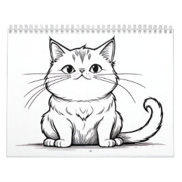 Lijntekeningen van katten en honden kalender