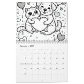 Lijntekeningen van katten en honden kalender (Feb 2027)