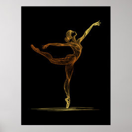 Lijntekeningillustratie van een vrouwelijke ballet poster