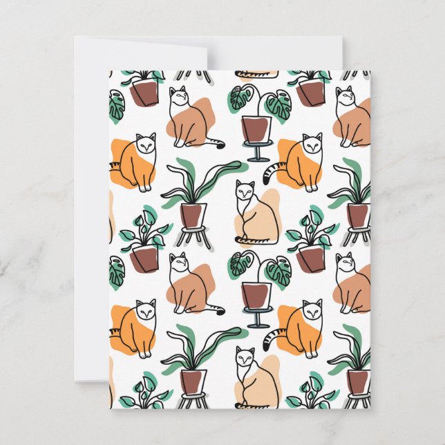 Lijntekenkat en bloemen (Voorkant)