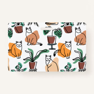 Lijntekenkat en bloemen badge