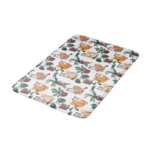 Lijntekenkat en bloemen badmat (Gekanteld)