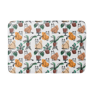 Lijntekenkat en bloemen badmat