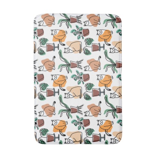 Lijntekenkat en bloemen badmat (Voorkant Verticaal)
