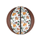 Lijntekenkat en bloemen basketbal (Verticaal)